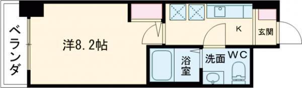 ヴェッセル幅下(1K/9階)の間取り写真