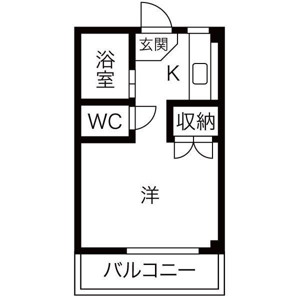 コーポ能勢(1K/2階)の間取り写真