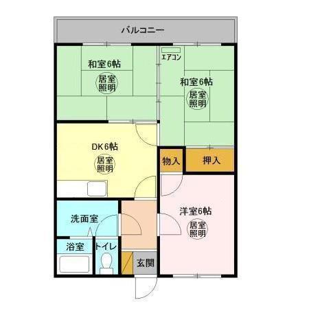 ウスバハイツF(3DK/2階)の間取り写真