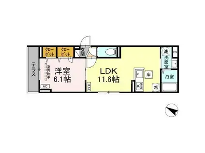 セレスティア新堀(1LDK/2階)の間取り写真