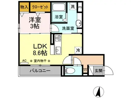 ザ・シティハウス白山(1LDK/2階)の間取り写真