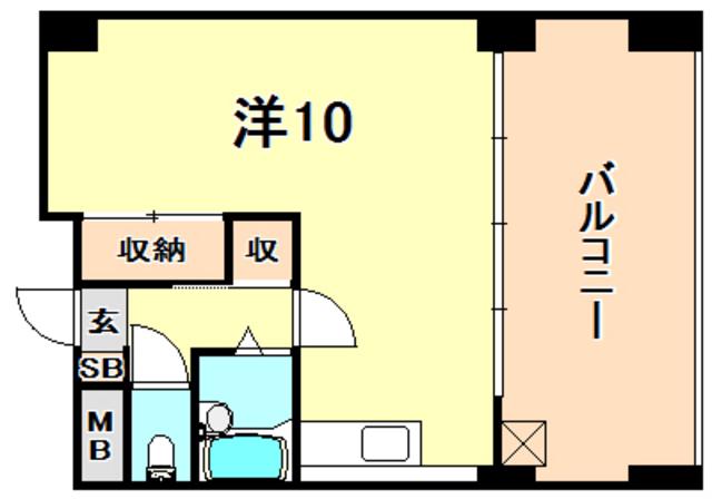 シャトーソフィア(ワンルーム/9階)の間取り写真