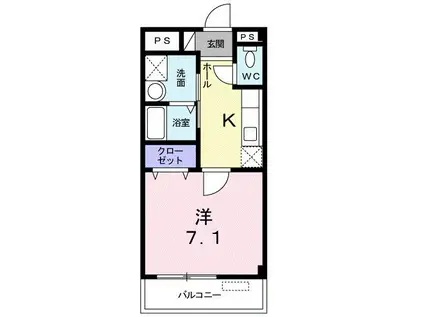 パ-クサイドひいらぎ(1K/2階)の間取り写真