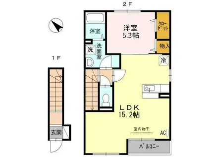 アゼリア福吉(1LDK/2階)の間取り写真