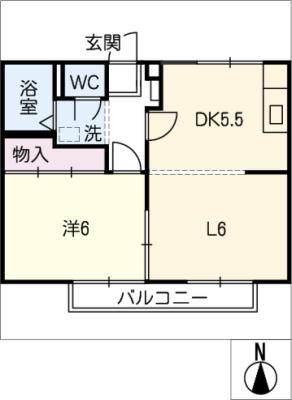 ツインビレッジII(1LDK/1階)の間取り写真