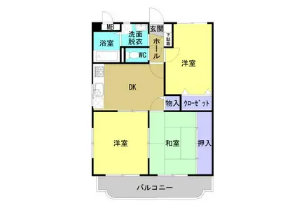 ユーミーイワミII(3DK/1階)の間取り写真