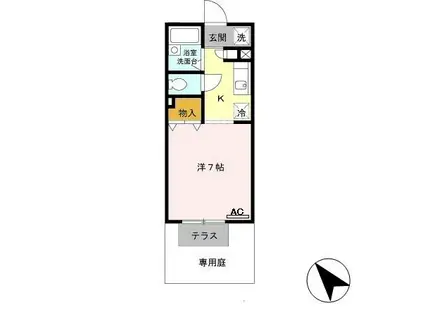 パセオ姫路II(1K/1階)の間取り写真