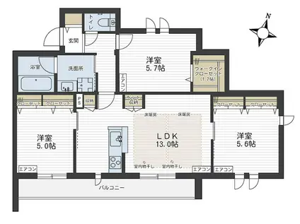 イル・ラシーヌIV(3LDK/3階)の間取り写真