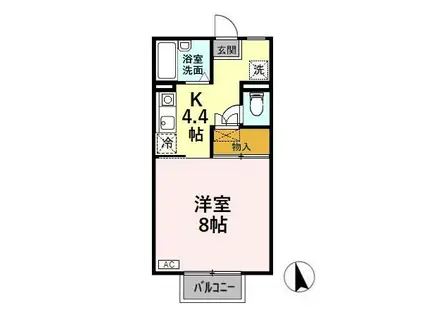 パンシオン額新保(1K/2階)の間取り写真