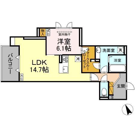 DS LIEN  A(1LDK/2階)の間取り写真