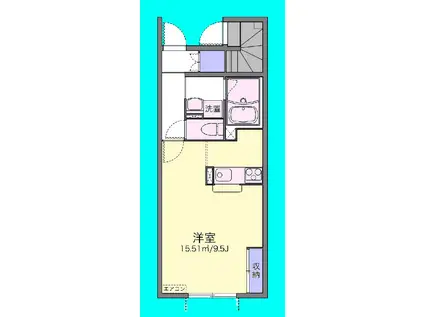 名鉄名古屋本線 笠松駅 徒歩28分 2階建 築16年(ワンルーム/1階)の間取り写真