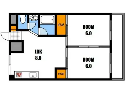 シンプルライフR(2LDK/7階)の間取り写真