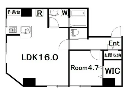 プラムビル(1LDK/4階)の間取り写真