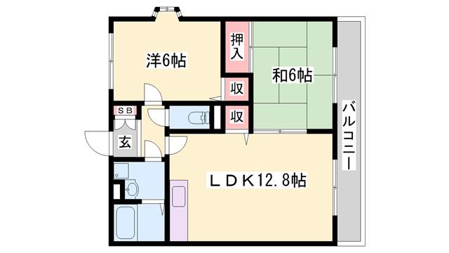 森本ハイツ(2LDK/2階)の間取り写真