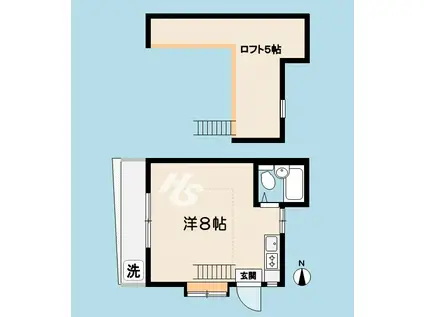 リバストンコーポA棟(ワンルーム/1階)の間取り写真