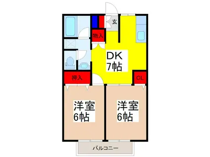 ヴェルデ原宿(2DK/1階)の間取り写真