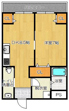 新栄プロパティー東大阪Ⅰ(1DK/2階)の間取り写真