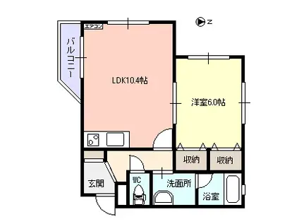 ヴァンクールM(1LDK/2階)の間取り写真