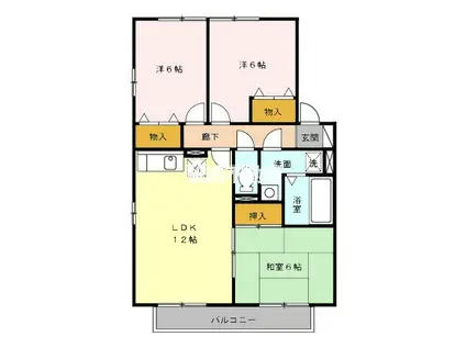 ルミエールD棟(3LDK/2階)の間取り写真