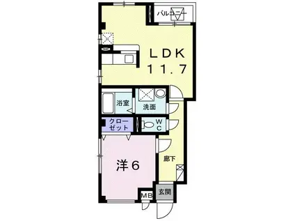 ルミエール名東(1LDK/4階)の間取り写真