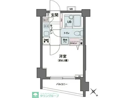 エコロジー都立大学レジデンス(1K/5階)の間取り写真