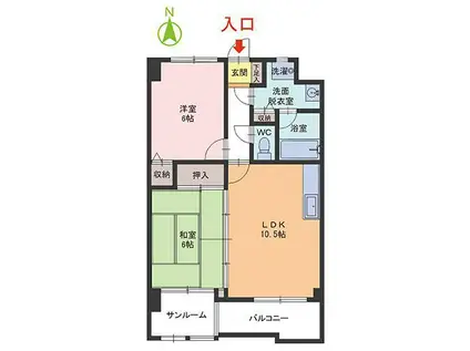 カーサ・セレッソ(2LDK/6階)の間取り写真