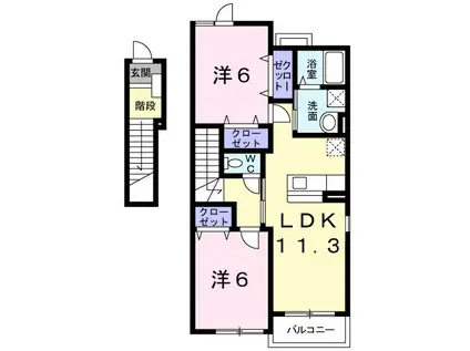 グラースヴィラ(2LDK/2階)の間取り写真