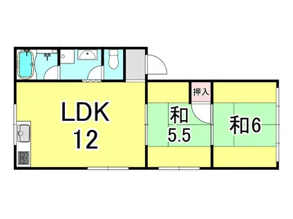 マンションアラスカ(2LDK/1階)の間取り写真