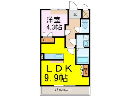 ＪＲ高崎線 北鴻巣駅 車で13分 2階建 築18年(1LDK/1階)の間取り写真