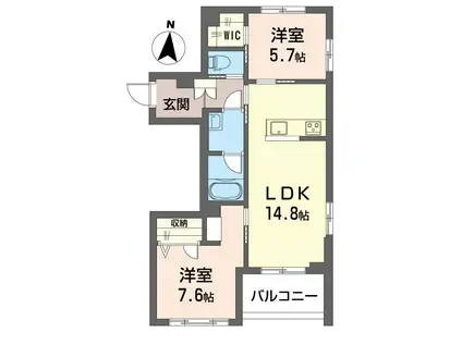 リアン ド ファミーユ(2LDK/3階)の間取り写真