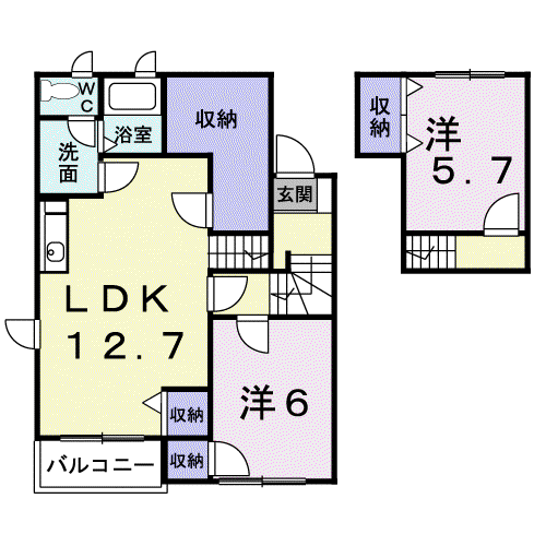 レフィナード(2LDK/2階)の間取り写真