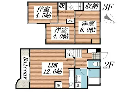 レジデンス柏(3LDK/2階)の間取り写真