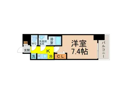 プレサンスジェネ新栄町駅前 葵(1K/2階)の間取り写真