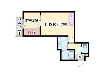 ティーテラス(1LDK/3階)の間取り写真