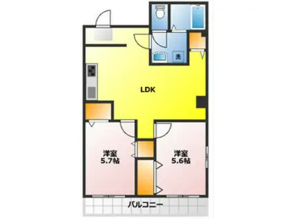 メゾンホソダA(2LDK/3階)の間取り写真