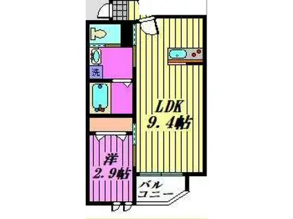 蓮田市東2丁目(1LDK/2階)の間取り写真