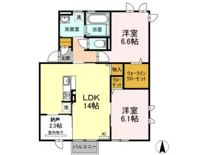 プレミア江北(2LDK/2階)の間取り写真