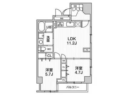 ミリアレジデンス上池袋(2LDK/8階)の間取り写真