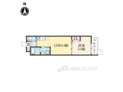 LEI椥辻(1LDK/3階)の間取り写真