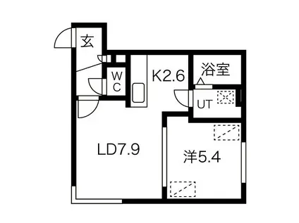 ディスティーノ(1LDK/2階)の間取り写真