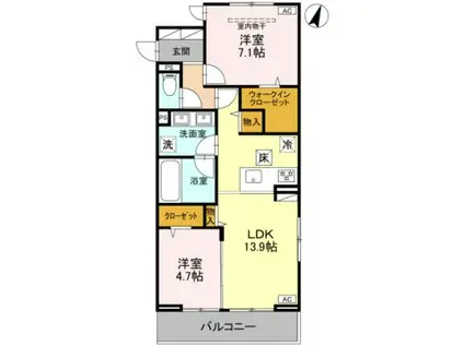 コアひばりヶ丘(2LDK/1階)の間取り写真