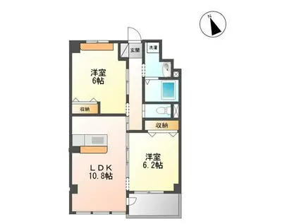 ユニヴァリィレジデンス(2LDK/2階)の間取り写真