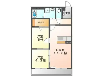 MR コルトレーン(2LDK/1階)の間取り写真