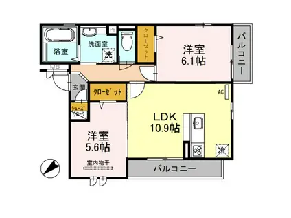 シェソワ メテオール(2LDK/3階)の間取り写真