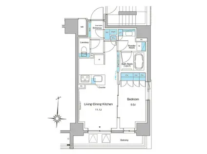 ブラウ菊川プレイス(1LDK/9階)の間取り写真