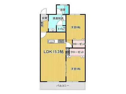 ユーバーハイツ(2LDK/4階)の間取り写真