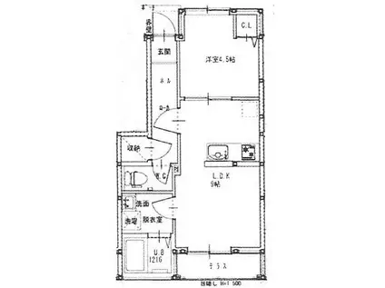 ルミウス延喜A棟(1LDK/1階)の間取り写真