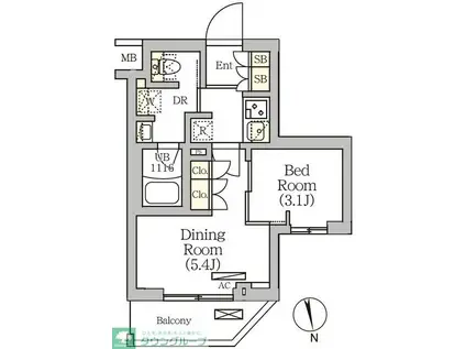 ARKMARK南品川(1DK/4階)の間取り写真