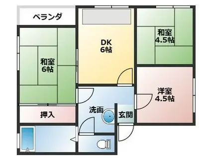 サンシャイン甲南(3DK/2階)の間取り写真