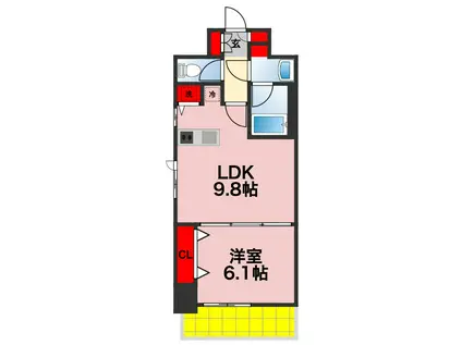 KDX千葉中央レジデンス(1LDK/9階)の間取り写真